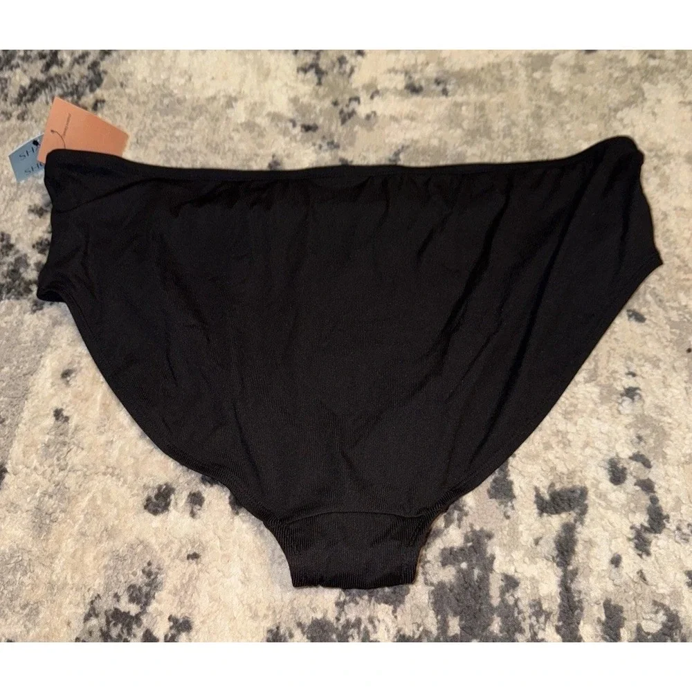 Shade Shore Black Mid-Rise Bikini Bottom/Swimsuit Plus Size 3X 24/26 New